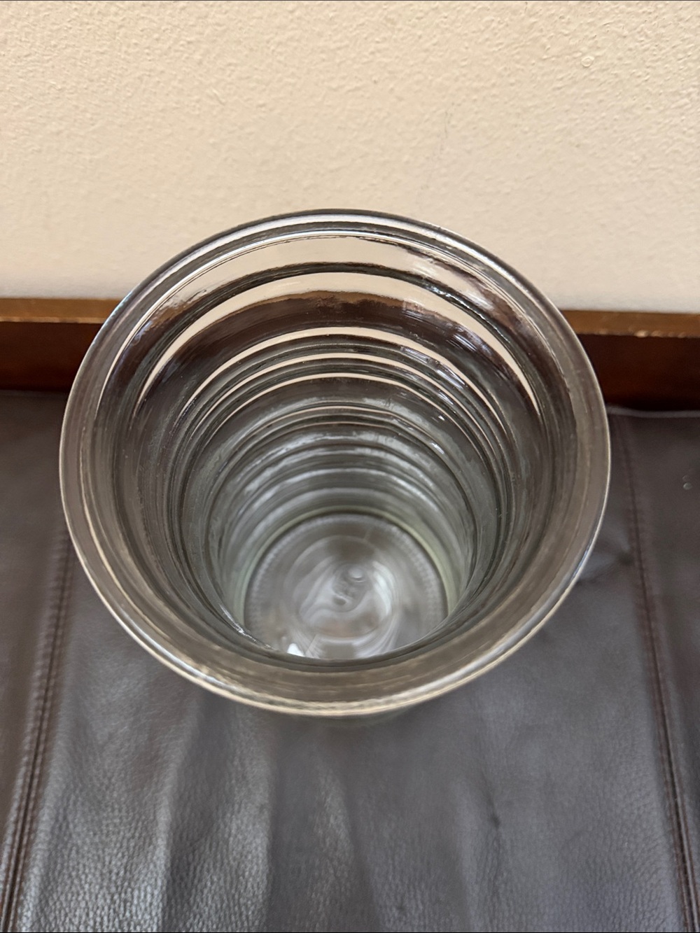 Clear Glass Vase Features Horizontal Ribbed Design - Picture 2 of 4